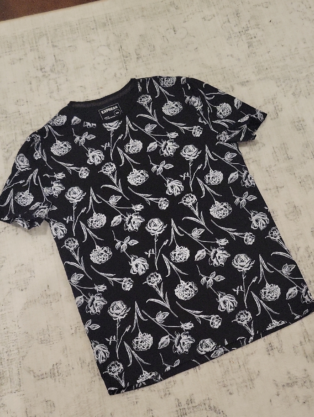 Express Black Shorts with White Floral Print